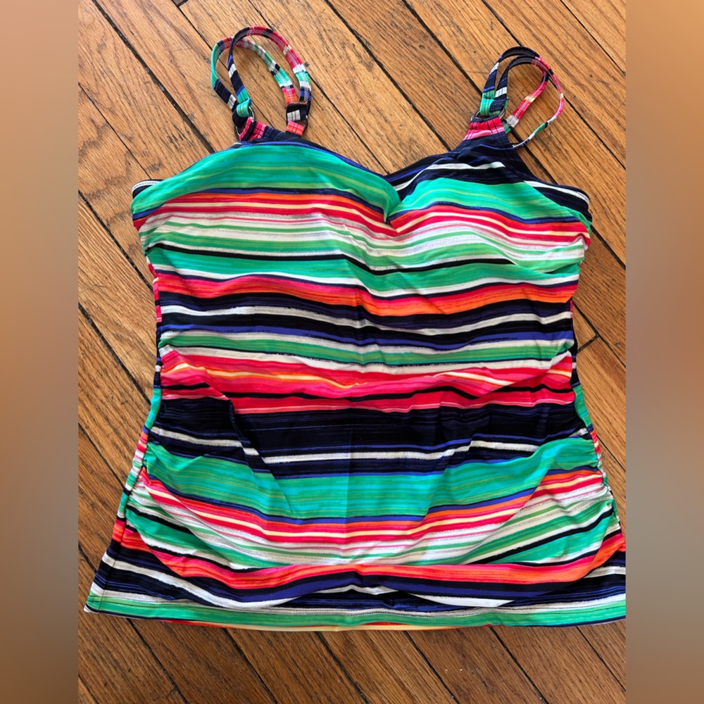 croft & barrow Multicolor Striped One-Piece Tankini - Green, Navy, Red, Pink